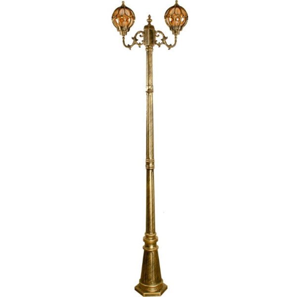 Светильник садово-парковый, 2*60W 230V E27 черное золото, IP44, PL3808