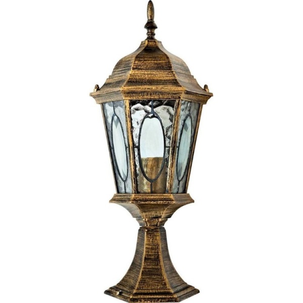 Светильник садово-парковый 60W 230V E27 черное золото, PL163 "Витраж" Feron