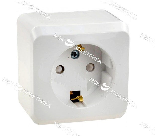 РОЗЕТКА «РОНДО IP44» О/У С ЗК (250В, 16А, ЗАЩИТН. ШТОРКИ) БЕЛЫЙ (max 15000)