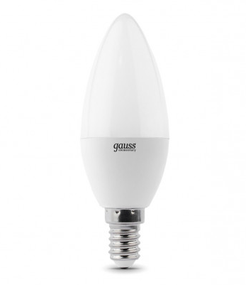 Лампа светодиодная E14- 6W-2700K Gauss LED Elementary Candle ( 3 лампы в упак)