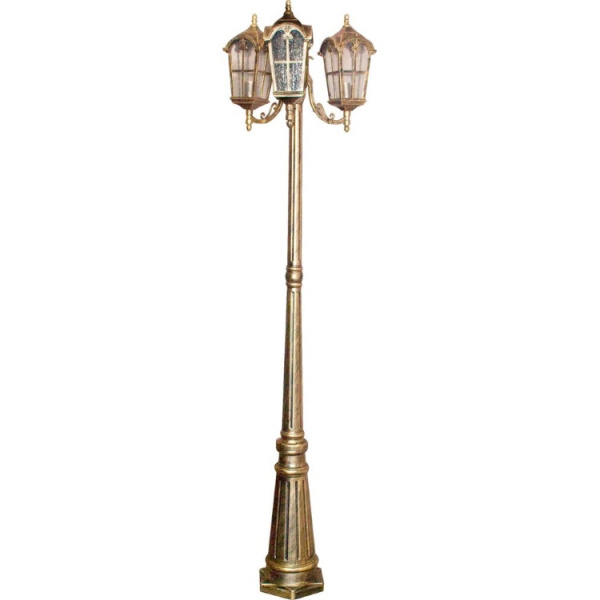 Светильник садово-парковый, 3*60W 230V E27 черное золото, PL110