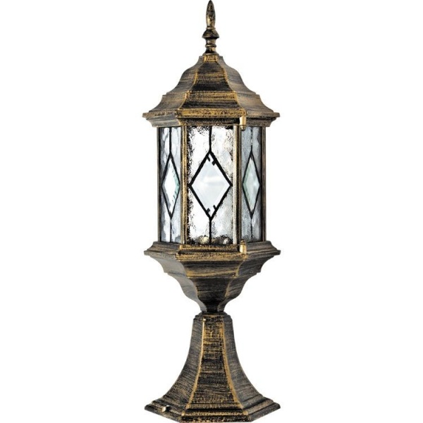 Светильник садово-парковый 60W 230V E27 черное золото, PL124 "Витраж" Feron