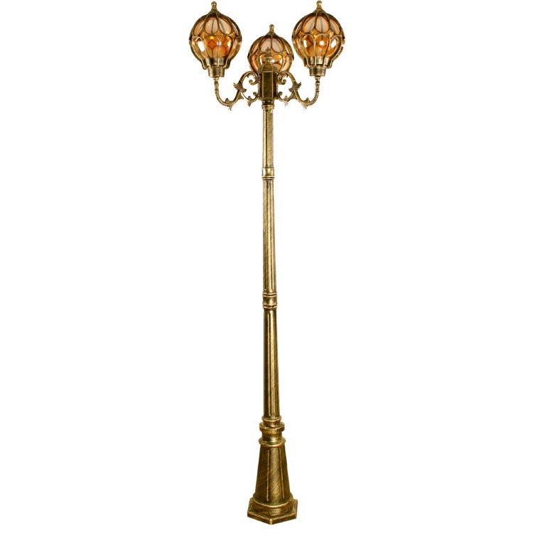 Светильник садово-парковый, 3*60W 230V E27 черное золото, IP44, PL3709