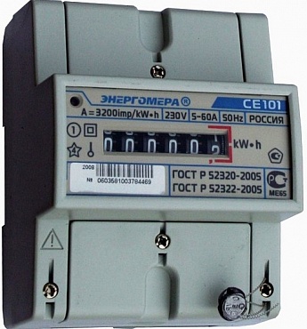 Электросчетчик СЕ101 R5 145 М6 5(60)А/230В однотарифный, ОУ