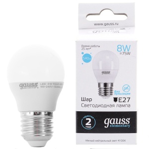 Лампа светодиодная E27-10W-4100K 1/10/100 Gauss LED Elementary Globe