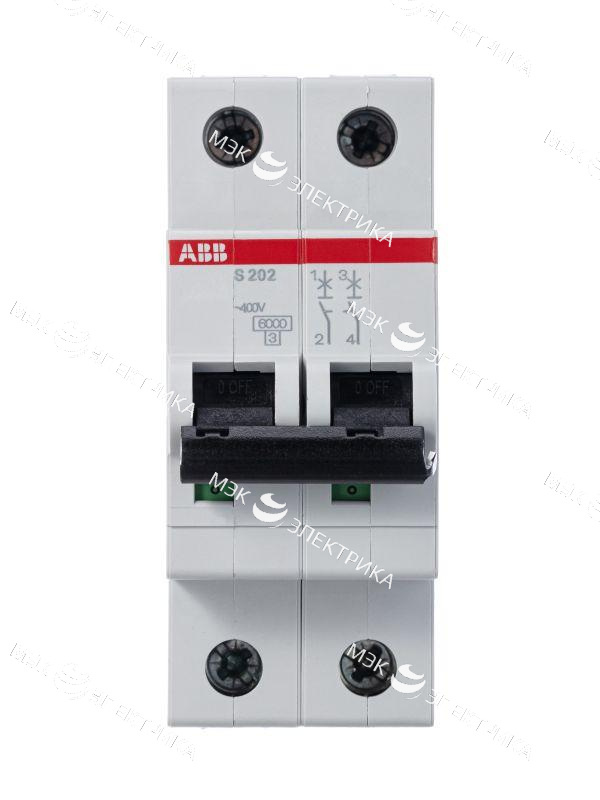 Выключатель автоматический модульный 2п C 63А 6кА S202 C63 ABB 2CDS252001R0634