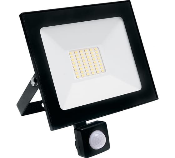 Прожектор светодиодный с встроенным датчиком 2835SMD, 50W 6400K AC220V/50Hz IP65, черный в компактном корпусе, SFL80-50 