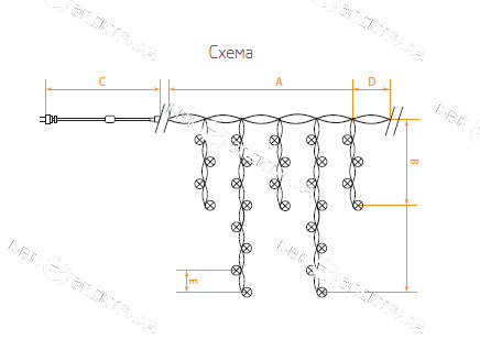 Гирлянда светодиодная "Бахрома" белая, CL17 82 подвеса