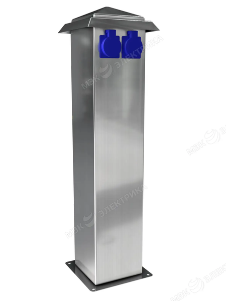 Стойка уличная с розетками из нержавеющей стали с дверцей и 4 розетками IP54 матовый