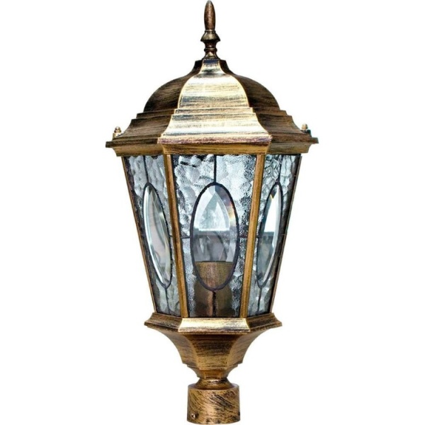 Светильник садово-парковый 60W 230V E27 черное золото, PL152 "Витраж" Feron