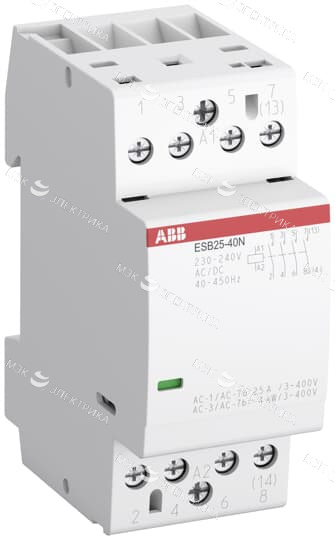 Контактор ESB25-40N-06 модульный (25А АС-1 4НО) катушка 230В AC/DC ABB 1SAE231111R0640