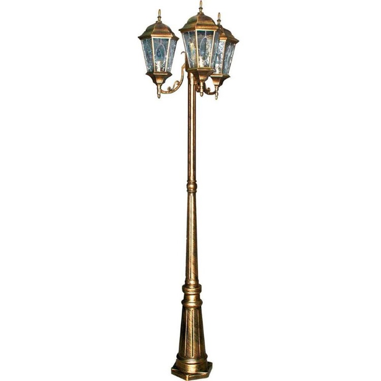 Светильник садово-парковый 2*60W 230V E27 черное золото, PL158 "Витраж" Feron