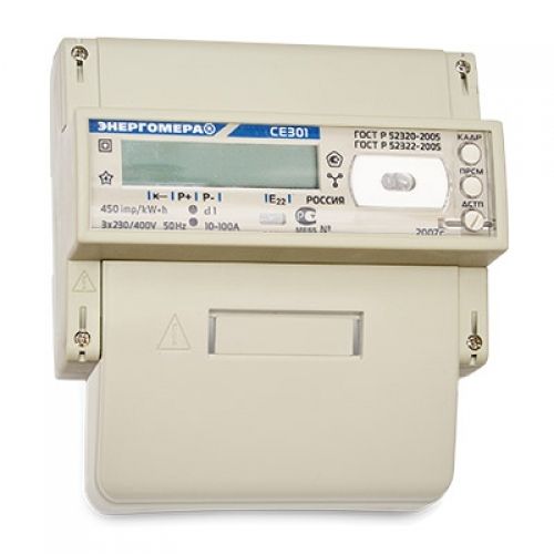 Электросчетчик СЕ301 R33 043-JAZ 5(10)А 3*230/400В многотарифный, ЖКИ, оптопорт, RS485