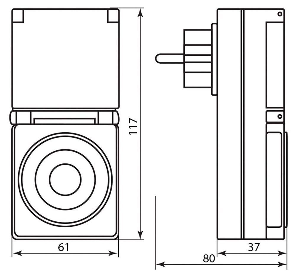 Розетка с таймером (суточная) в защитном корпусе IP 44 3500W/16A 230V, TM51