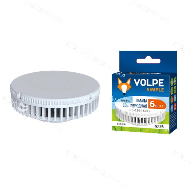 Лампа светодиодная GX53- 6W-белый Серия Simple Volpe
