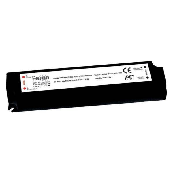 Трансформатор электронный для светодиодной ленты (драйвер) 12W 12V LB015