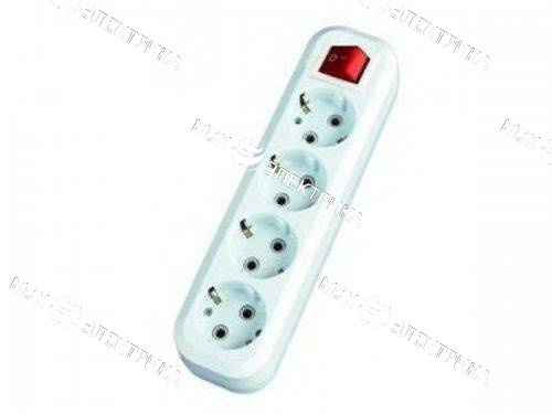 Колодка 4 гнезда c\з с выключателем(T)