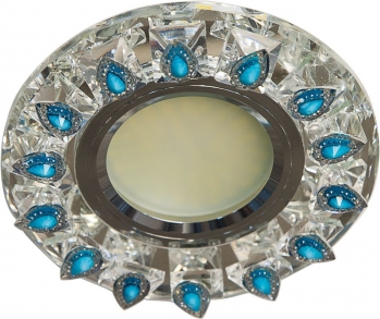 Светильник встраиваемый с белой LED подсветкой Feron CD55A потолочный MR16 G5.3 прозрачно-голубой