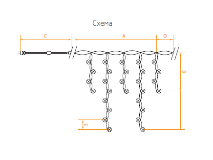 Гирлянда светодиодная "Бахрома", белый, CL16 25 подвесов