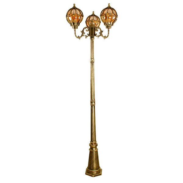 Светильник садово-парковый, 3*60W 230V E27 черное золото, IP44, PL3709