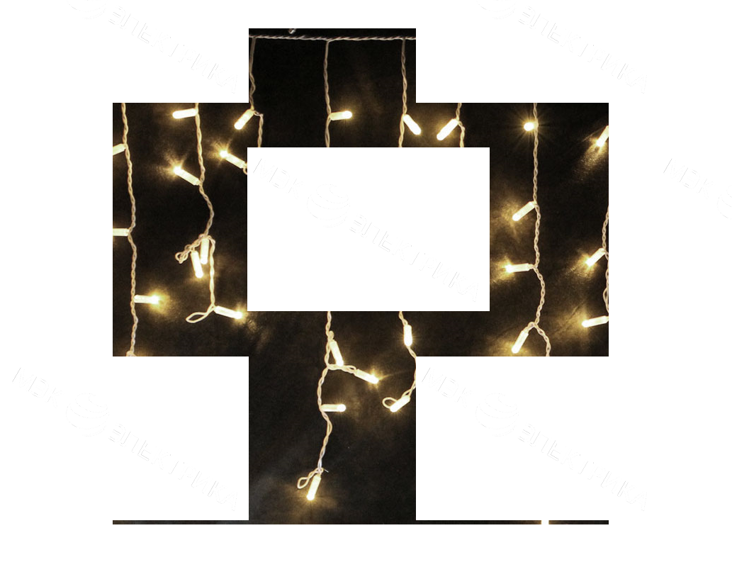 Гирлянда светодиодная "Айсикл" (бахрома) 2.4х0.6м 88LED тепл. бел. 7Вт 230В IP65 провод бел. Neon-Ni