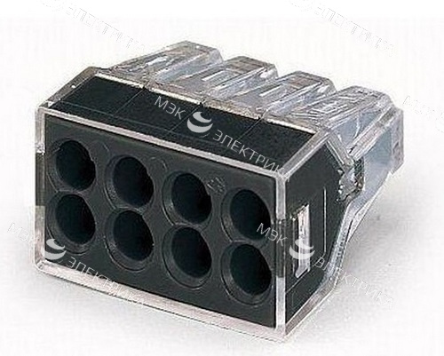 Клемма WAGO 773-328 на 8 провод.1-2,5мм (прозрачный) 24А б/п(снят)