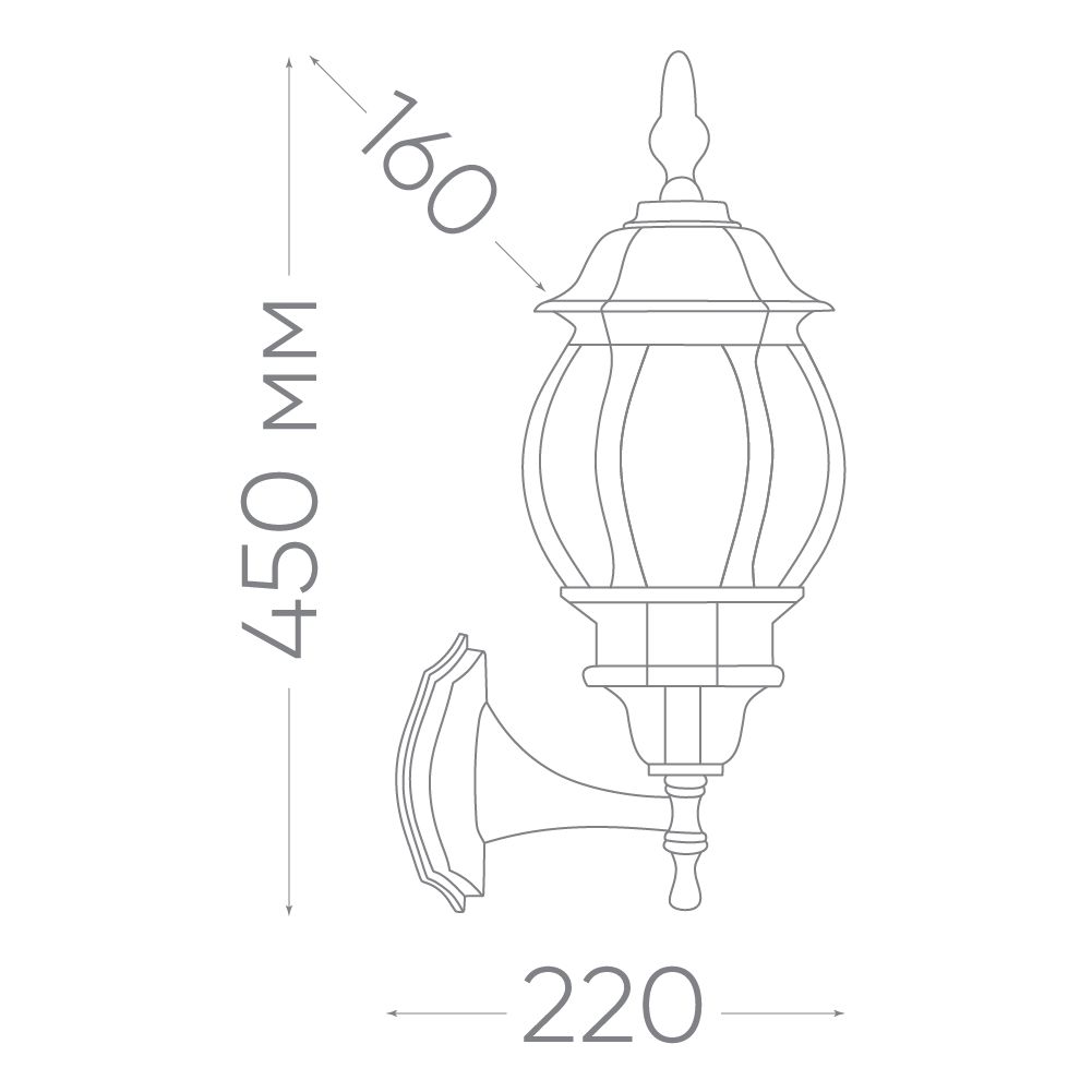 Светильник садово-парковый, 100W 230V E27 черный, 8101/PL8101