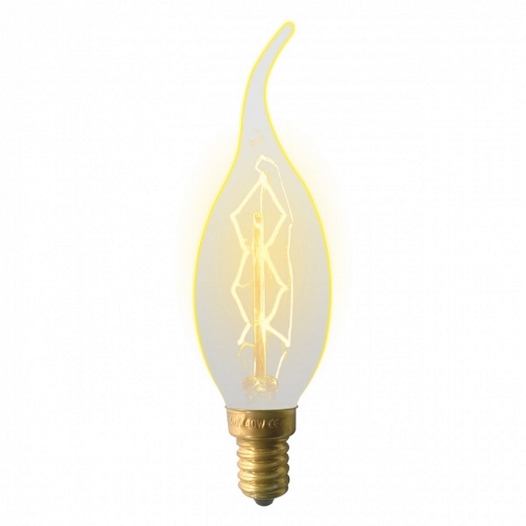 Лампа винтажная E14-60W-GOLDEN форма нити ZW (свеча на ветру)