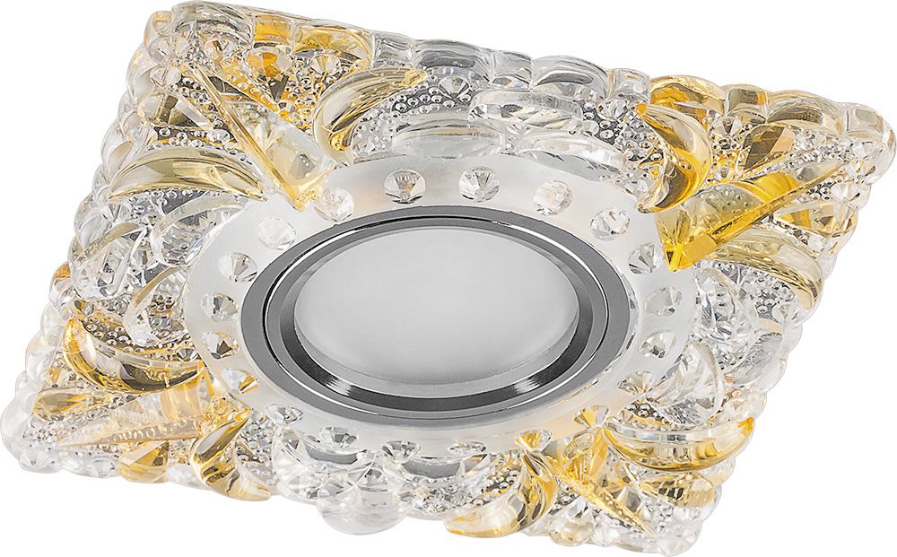 Светильник встраиваемый с белой LED подсветкой Feron CD920 потолочный MR16 G5.3 прозрачный-желтый