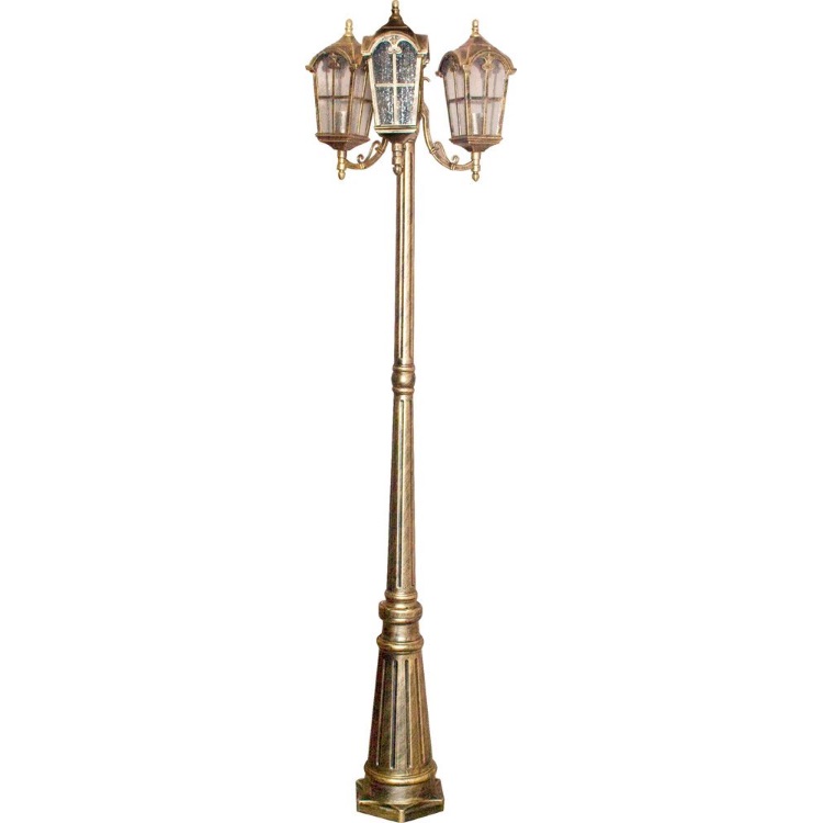 Светильник садово-парковый, 3*60W 230V E27 черное золото, PL110