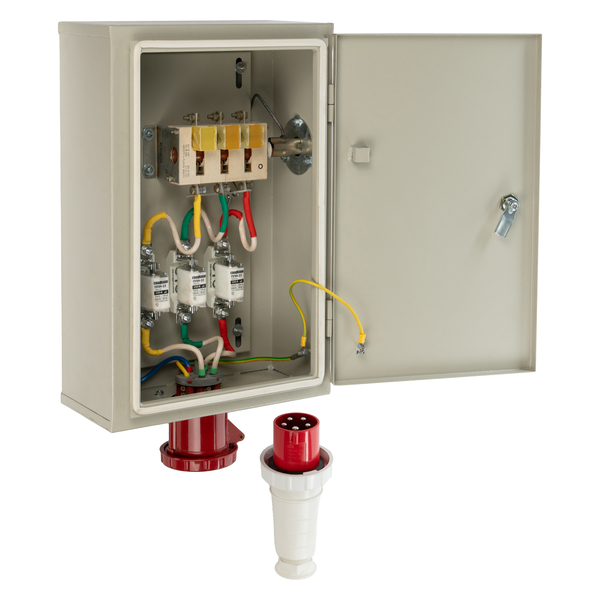 Ящик силовой с рубильником ЯВЗШ-31М-54 У2 с ПН-2 100А (N/PE) 5 штырей (500х300х170) IP65 Ящик силовой с рубильником ЯВЗШ-31М-54 У2 с ПН-2 100А (N/PE) 5 штырей (500х300х170) IP65