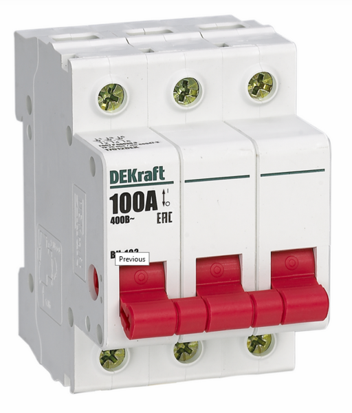 Выключатель-разъединитель 3п 100А ВН-102 DEKraft 17012DEK