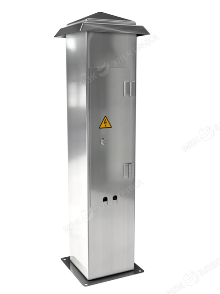 Стойка уличная с розетками из нержавеющей стали с дверцей и 4 розетками IP54 матовый