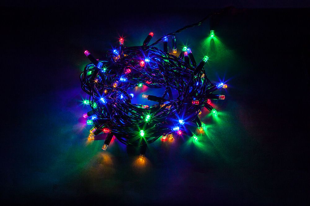 CL44 Гирлянда линейная, 200 LED мульти, с эффектом стробов, 20 м +1.5м черный шнур, IP65