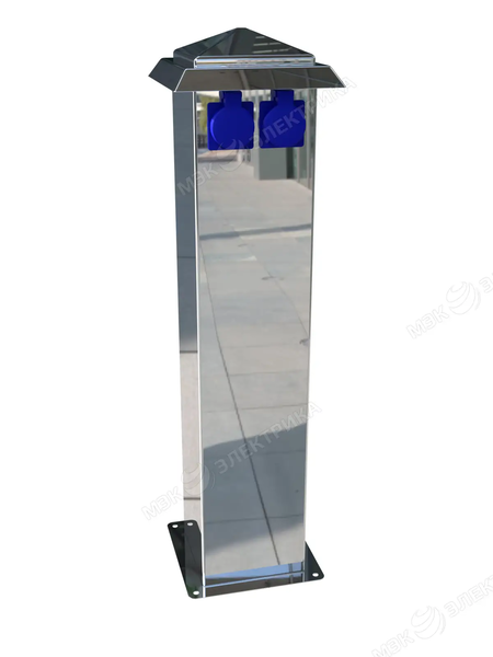 Стойка уличная с розетками из нержавеющей стали с дверцей и 4 розетками IP54