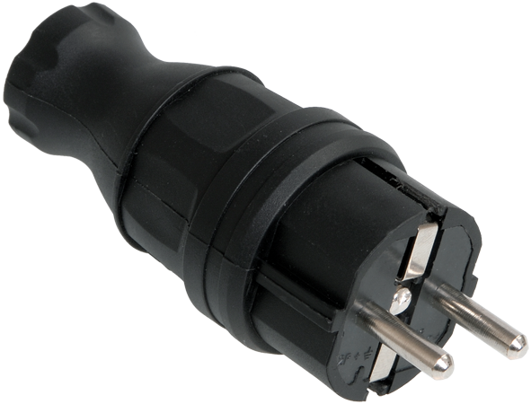 Вилка переносная (каучук) 2P+E, 16A, 220-240V, IP44 Вилка переносная (каучук) 2P+E, 16A, 220-240V, IP44