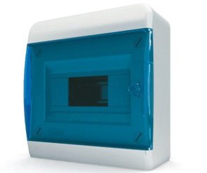 Бокс навесной IP-40 8 модулей прозр/синий BNS 40-08-1 Бокс навесной IP-40 8 модулей прозр/синий BNS 40-08-1