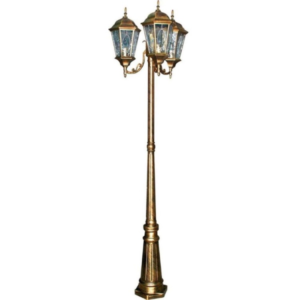 Светильник садово-парковый 2*60W 230V E27 черное золото, PL158 "Витраж" Feron