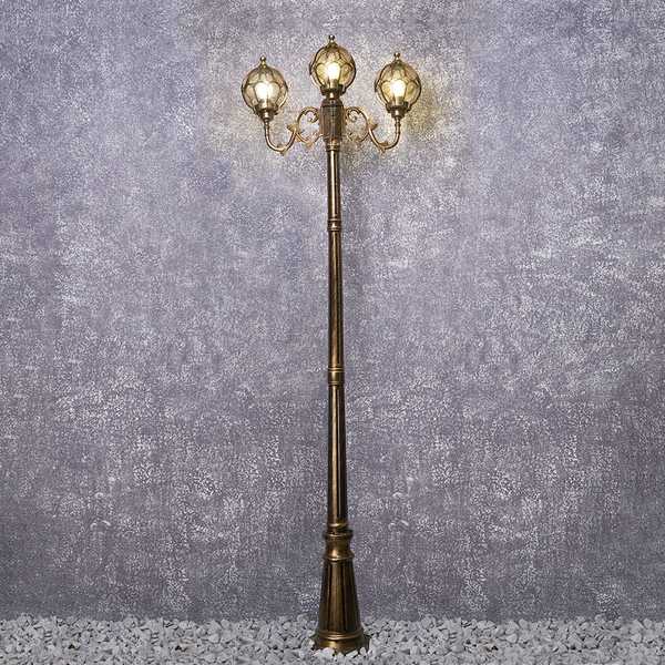 Светильник садово-парковый, 3*60W 230V E27 черное золото, IP44, PL3709