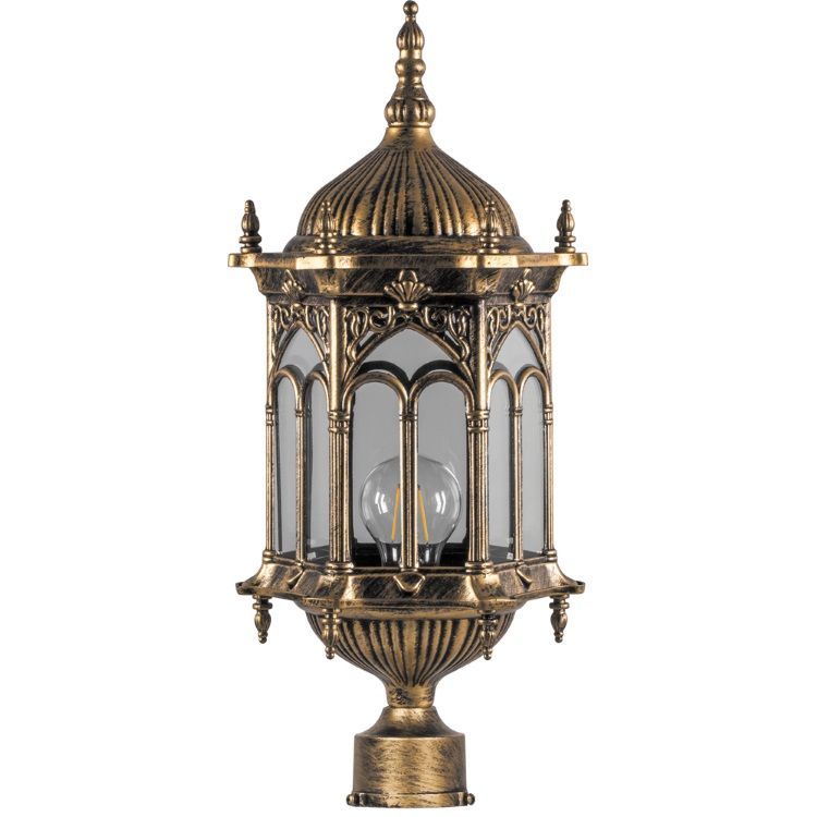 Светильник садово-парковый 60W 230V E27 черное золото, PL114 "Багдад" Feron